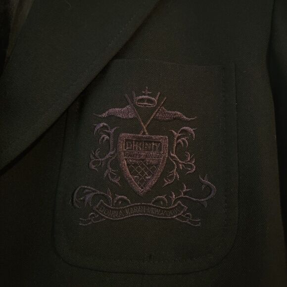 DKNY Womens Blazer Size 4 Navy Blue Wool Blend Classic Jacket Dark Academia - Picture 6 of 8